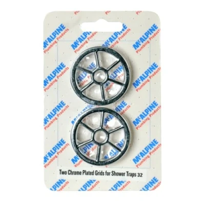 Image of Mcalpine CARD 32 Two Chrome Plated Grids For Shower Traps STWGR CP x 2