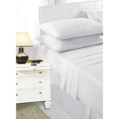 Image of SELECT ED® 100% Brushed Cotton Flannelette EXTRA DEEP 16&quot; (40CM) Fitted Sheets Or Pillow Cases (White, King Size)