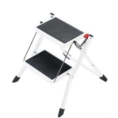 Image of 2 Step Ladder Heavy Duty Steel, Portable Folding Stool with Anti Slip Mat Tread, Mini Lightweight Kitchen Stepstool
