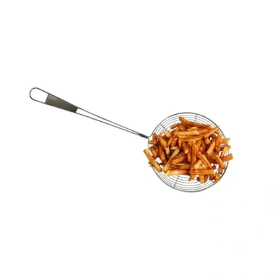 Image of Chabrias Ltd Stainless Steel Strainer Fat Skimmer Ladle with Ergonomic Handle Wire Spoon Spider Mesh Filter for Frying, Straining, and Skimming Heavy Duty (1, 160mm (6.3&quot;))