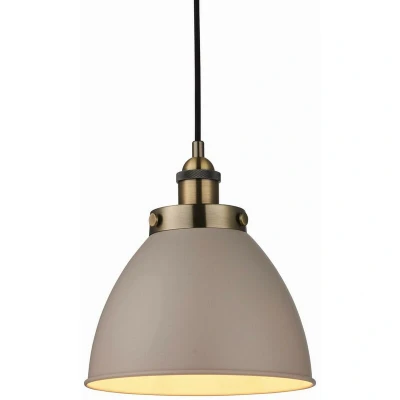 Image of Franklin 1 Light Dome Pendant Satin Taupe, Antique Brass Plate, E27