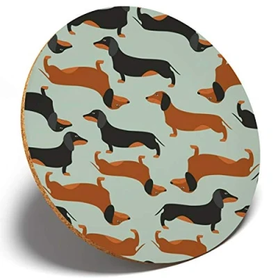 Image of 1 x Dachshund Sausage Dog Round Coaster Kitchen Student Kids #14369
