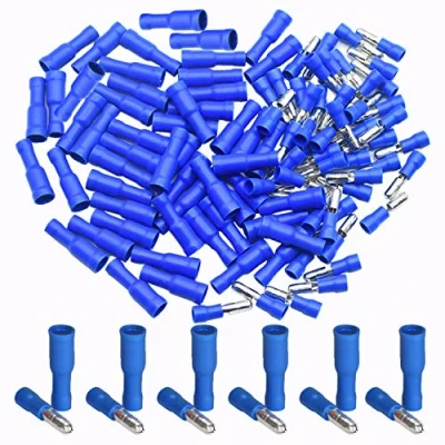 Image of CEEYSEE 100Pcs of Blue Insulated Female Male Bullet Connector Quick Splice Wire Terminals Crimp Connectors （PZL)