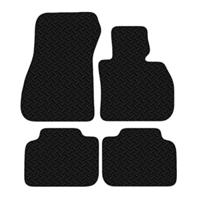 Image of Carsio Car Mats For BMW X1 2015 Onwards 3mm 4pc Set Tailored Fit Rubber Floor Mat Complete Accessory Black Custom Fitted Anti Slip Backing, Heavy Duty &amp; Waterproof