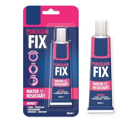 Image of ZOPPER Porcelain Fix Glue 30ml Water Resistant Adhesive Repairs Cracks &amp; Chips, China, Porcelain, earthenware, ceramics, crockery