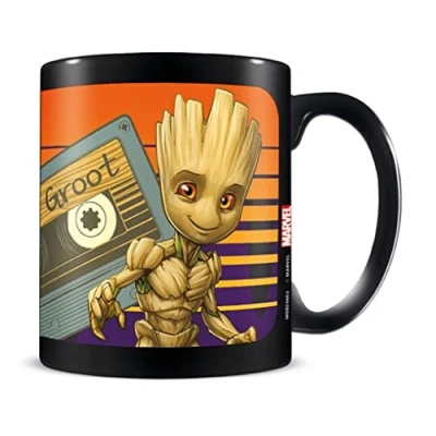 Image of Pyramid International Guardians of The Galaxy Mug in Presentation Gift Box (Groot Sunshine Design) 11oz Ceramic Official Merchandise, Black