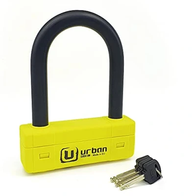 Image of Urban UR85120Y High Security U Lock for Motorcycles, SRA Approved, 18mm/0.7in Hardened Steel, Double Anti Scratch Locking, Eye Catching Casing, 85x120mm/3.34x4.72in Theft Moto Scooter Ebike