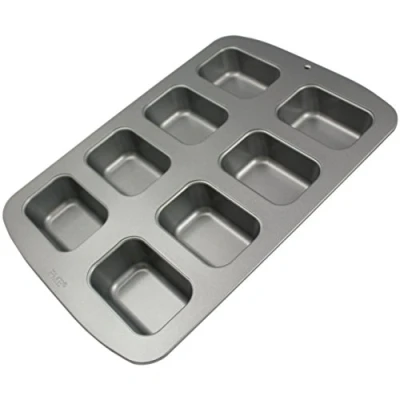 Image of PME CSB107 Carbon Steel Non Stick 8 Mini Oblong Cake Pan, Grey, 37.2 x 26.1 3.6 cm