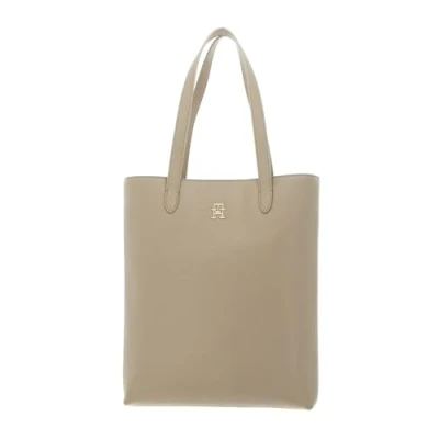 Image of Tommy Hilfiger Women TH Casual Slim Tote Ns Bag with Interior Pockets, Beige (Beige), One Size