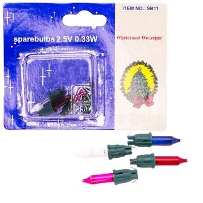 Image of Christmas Concepts® Pack of 3 Multi Colour Push in Spare Bulbs 2.5v 0.33w Replacement