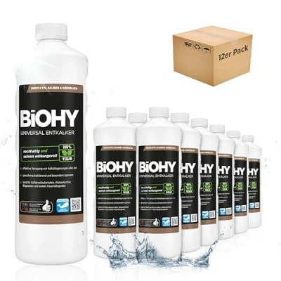 Image of BiOHY Universal Descaler (12 x 1l Bottle) Concentrate for 20 descaling processes per Bottle Compatible with All Fully Automatic Coffee &amp; Espresso Machines (Universal Entkalker)