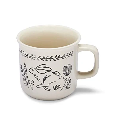 Image of Cooksmart British Designed Barrel Coffee Mug Ceramic Mugs for Home or Work Large Hot Drinks Tea and Cups Hare