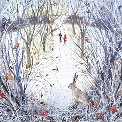 Image of Museums &amp; Galleries Pack of 8 Artistic Charity Christmas Cards (MG MAHX898) From Snowy Walk by Lucy Grossmith 1 Design Sold in Aid Macmillan Cancer Support