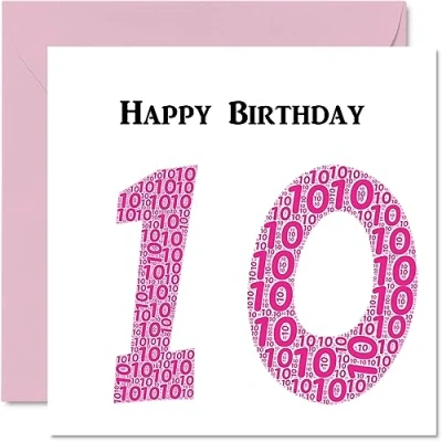 Image of Fun 10th Birthday Cards for Girls Shapecloud Happy Card Son Daughter Brother Sister Grandson Granddaughter Niece Nephew Cousin, 145mm x Greeting Cards,