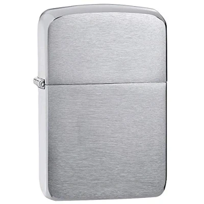 Image of Zippo Windproof Lighter 1941 Replica Brushed Chrome Finish Refillable for Lifetime Use Adjustable Flame Gift Box Metal Construction Made in USA