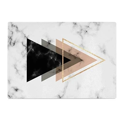 Image of Pink Black White Marble Kitchen Worktop Protector Saver Glass Chopping Board
