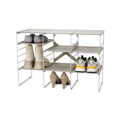 Image of Joseph Level Adjustable Tier Shoe Rack Organiser, Durable Shelves And Steel Frame, Triple, Stores 12 Pairs