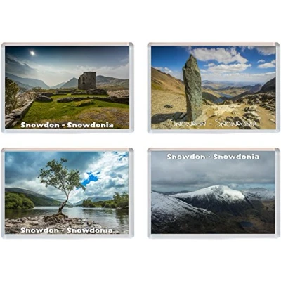 Image of Snowdon Snowdonia Wales 4 PACK Jumbo Fridge Magnet/Magnets ID843