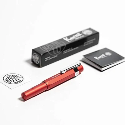 Image of Kaweco AL Sport Fountain Pen Deep Red, Fine Nib Octagonal Clip Chrome