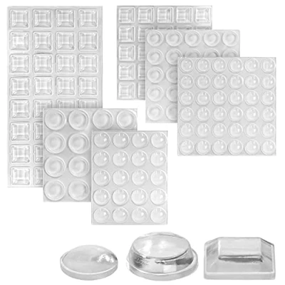 Image of VILSTO Transparent Silicone Self Adhesive Furniture Buffer Pads, Noise Dampening for Doors Cabinets Drawers, Door Handle Wall Protectors, Sticky Rubber Stoppers, 154 pieces