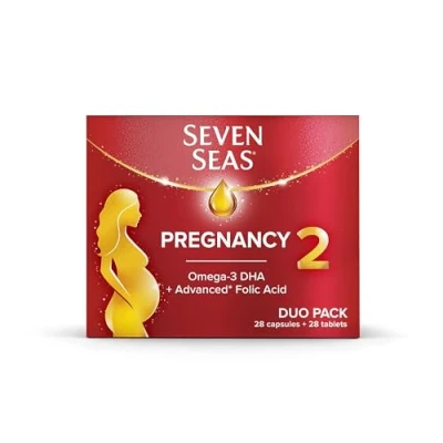 Image of Seven Seas Pregnancy, Pregnancy Vitamins with Omega 3 DHA and Advanced* Folic Acid, Iron, B6 B12, 28 Capsules + Tablets, 4 Week Supply