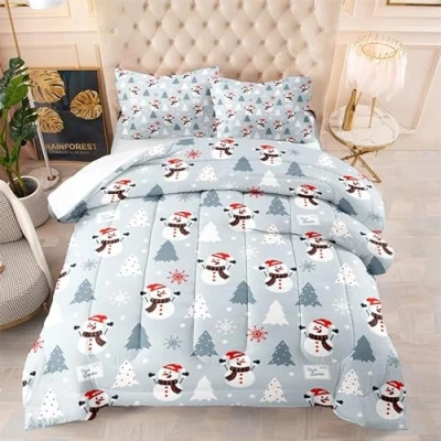 Image of Coverless Duvet White Christmas Tree King Size Microfiber Bedspreads Lightweight Quilted All Seasons Comforter Washable+2 Pillowcases(50x75cm) 260x230cm