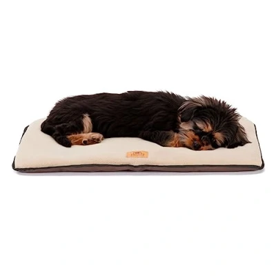 Image of Ferplast dog Bed Cushion SmallDouble sided Scratch proof and waterproof fabric, Warm Microfleece 30 machine washable mattress 57 x 38 3,5 cm.Brown