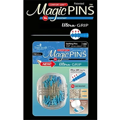 Image of Taylor Seville Magic Pins Ultra Grip Quilting Fine Blue 100/Pkg