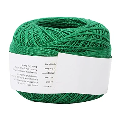 Image of Jenngaoo Lace Cotton Yarn, Popular Yarn Hand Crocheted Summer Silk Light Thin Thread Ball Crochet Knitting Craft Art Yarn(Dark Green)