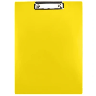 Image of Netuno Clipboard A4 with Clip Yellow Writing Board Metal Clamp Hard Plate Plastic Case Pad DIN Document Holder