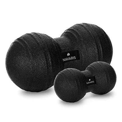 Image of Navaris 2X Peanut Duo Massage Ball in 2 Sizes Self Fascia Set Trigger Point Balls Black