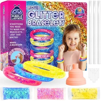 Image of PURPLE LADYBUG Kids Bracelet Making Kit Unique Girls Birthday Presents &amp; Craft Kits for Age 6 7 8 9 10 11 Great Year Old Girl Gifts Christmas Stocking Fillers