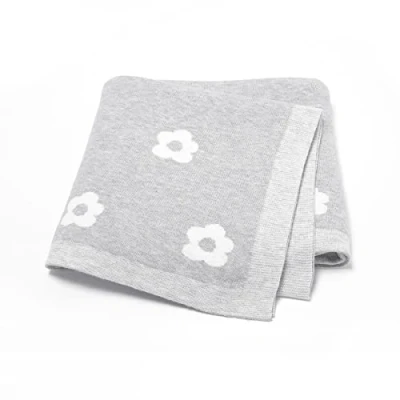 Image of DovFanny Baby Blanket Cotton Soft Knitting for Boy and girl Infant Toddler Crib Cot Stroller 90 x 70cm Grey