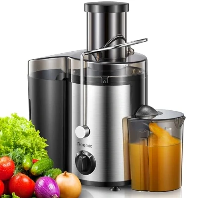 Image of Juicer, Reemix Centrifugal Juicer Machines Whole Fruit and Vegetable 500W, 3 inch Wide Mouth Extractor with 2 Speeds, Brush Included Easy to Clean