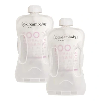 Image of Dreambaby Pouch Pal Self Feeding Baby Food Holder No Squeeze, Spill, Mess Reusable Container for Led Weaning 2 Pack