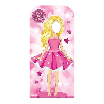 Image of SC4320 Star Cutouts Pink Doll Stand In Cardboard Cutout Unique Party Decoration Great for parties, decorations and gifts