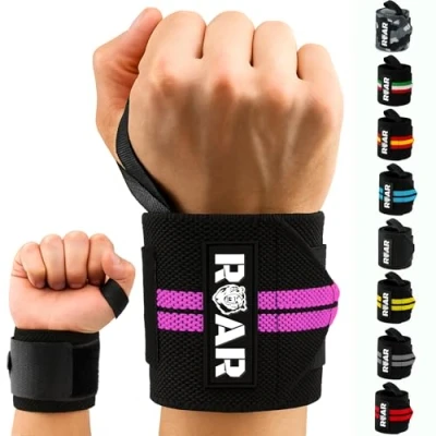 Image of Roar® Wrist Wraps, Weight Lifting Crossfit Support For Lifting, Powerlifting Strap Weightlifting, Gym Wraps (Purple)