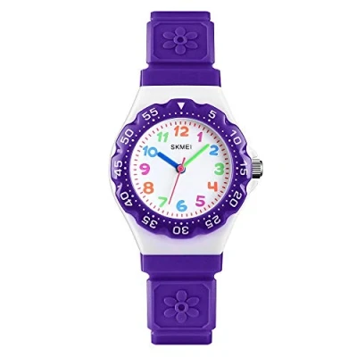 Image of SKMEI Kids Boys Girls Children First Watch Easy Tell Time Analogue Learning Purple