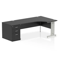 Image of Impulse 1800 RH Crescent Desk Black/Silver Cable Managed 800 DH Ped