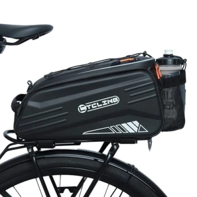 Image of Gkstly Bike Rack Bag, Waterproof Rear Bag Bicycle Trunk 8L EVA Mountain Seat Storage Shoulder Cycling Luggage Pannier with Strap, Black