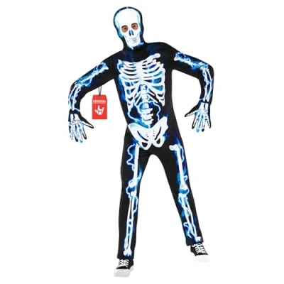 Image of Morph Electric Skeleton Costume Men, Mens Adult Jumpsuit Halloween Costumes, Costumes XX Large