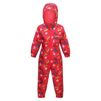 Image of Regatta Peppa Pig &#039;Pobble&#039; Waterproof Hooded Puddle Suit Polka Dot