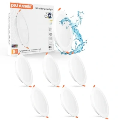 Image of paul russells Bathroom Spot Lights Ceiling, 12W Led Round Panels 3 CCT Light, 1200LM, 3000K,4000K,6500K, Downlights spotlights for Panel Lighting (Non Dimmable), 6 Packs
