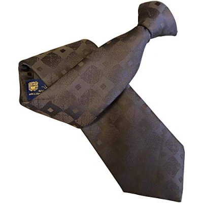 Image of Men&#039;s Brown Square Check Clip On Tie