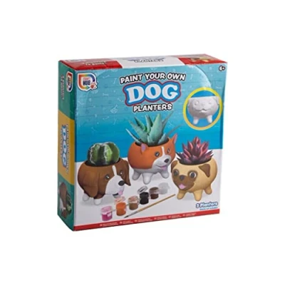 Image of Kids&#039; DIY Dog Planters Kit Paint Your Own Beagle, Corgi, Pug Creative Art and Gardening Activity with 3 Planters, 6 Paints, Brush Educational Fun for Ages 6+ Gift