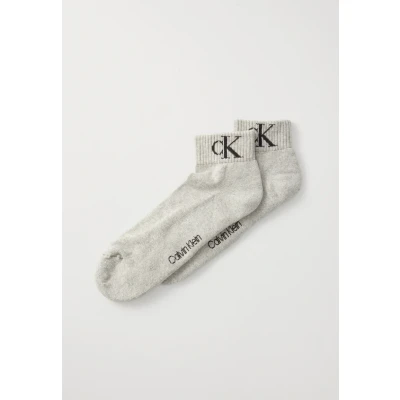 Image of Calvin Klein Socks Men&#039;s Organic Cotton Monogram Quarter Sock, Black, 39 to 42 (Pack of 2)