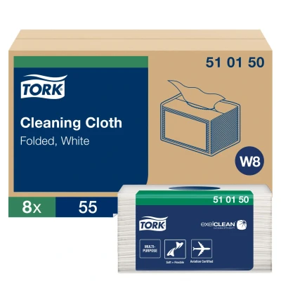 Image of Tork Cleaning Cloth White, Pack of 8 510150