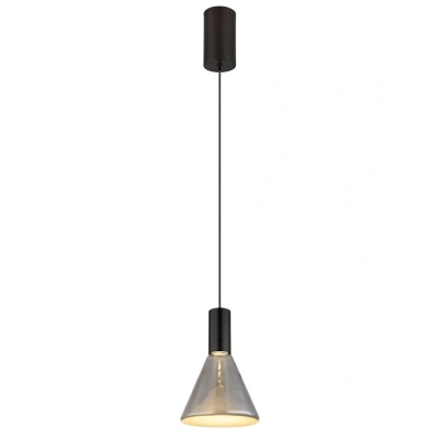 Image of Labora Cone Dome Pendant Ceiling Light Matt Black Smoke Glass Shade LED 3000K
