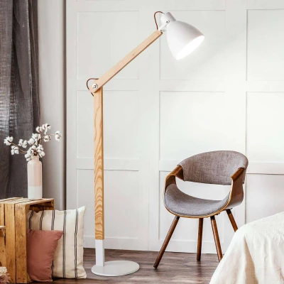 Image of Sveva Task Floor Lamp White / Ash Wood Glass, E27