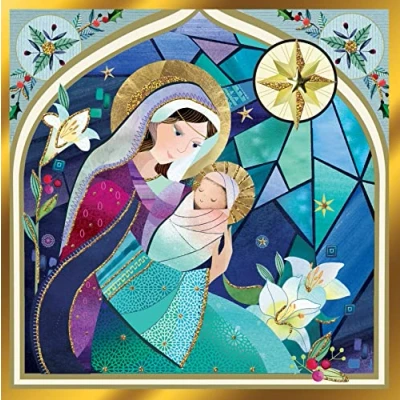 Image of Mary &amp; Child Luxury Hand Finished Christmas Greeting Card Single Xmas Cards XLSB035S